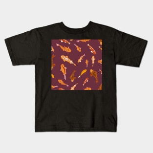 Simple swimming koi fish - orange, burgundy Kids T-Shirt